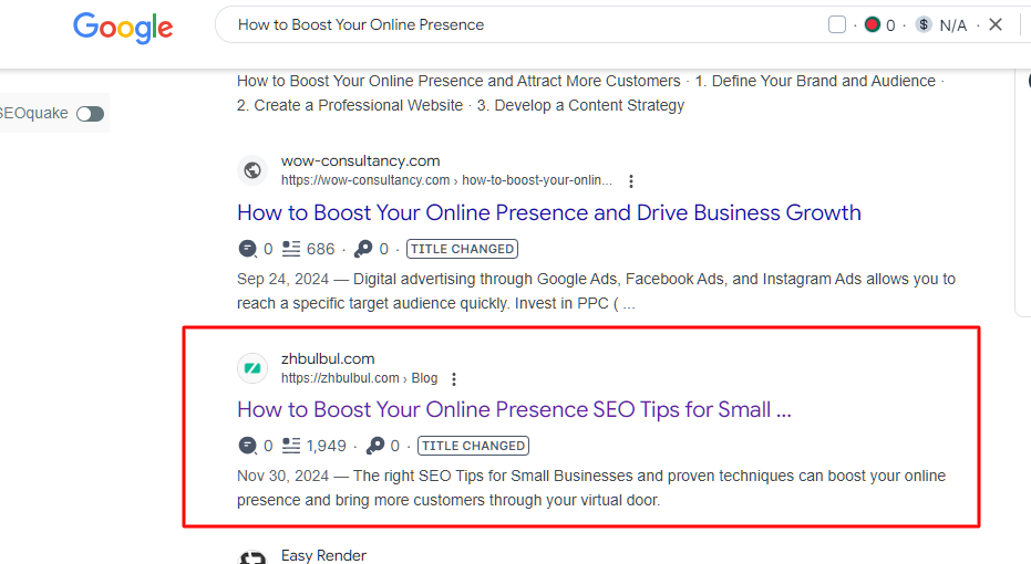 Google SERP Online Presence